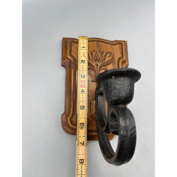 Vtg Homco Faux Wood Wall Sconce Candle Holder Colonial Style - Picture 6 of 6